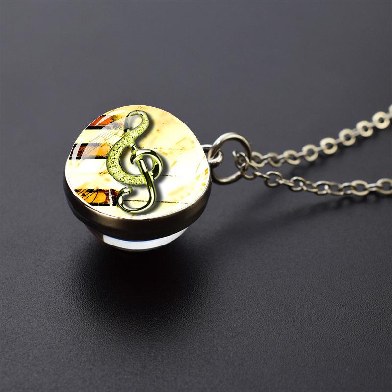 Ожерелья с музыкальными инструментами, фортепиано, гитара, кларнет, флейта, художественный стеклянный шар, кулон, музыкальная нота, ожерелье, женское музыкальное подарочное ювелирное изделие