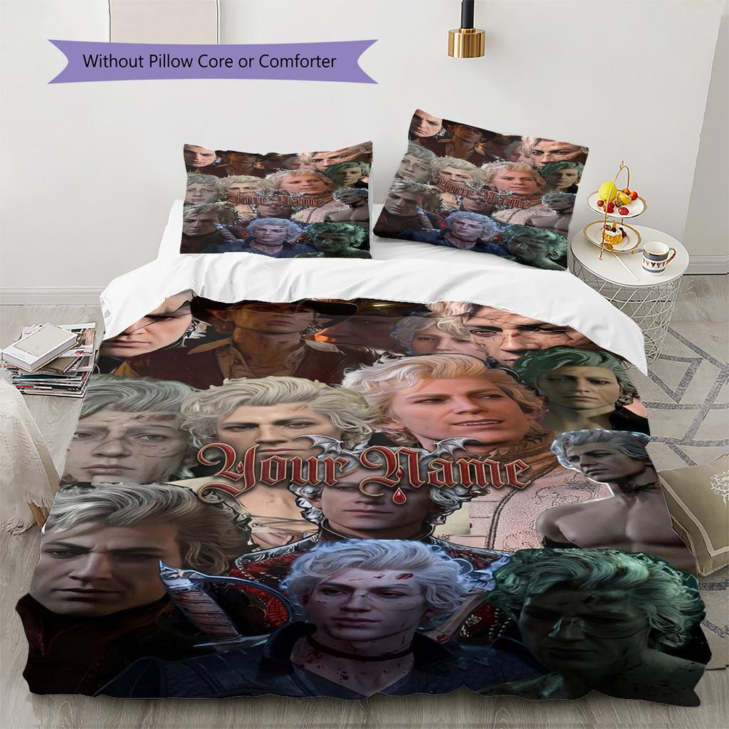 Astarion Ancunin Gothic Romance Custom Name Pattern Bedding Quilt Set Quilt Cover Pillowcase Home Birthday Gift(1 * duvet cover + 2 * pillowcase, with