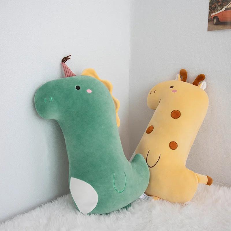 Cartoon Soft Unicorn Dinosaur Giraffe Plush Pillow Stuffed Toys Cute Animal Sleeping Sofa Decoration Doll Birthday Gifts