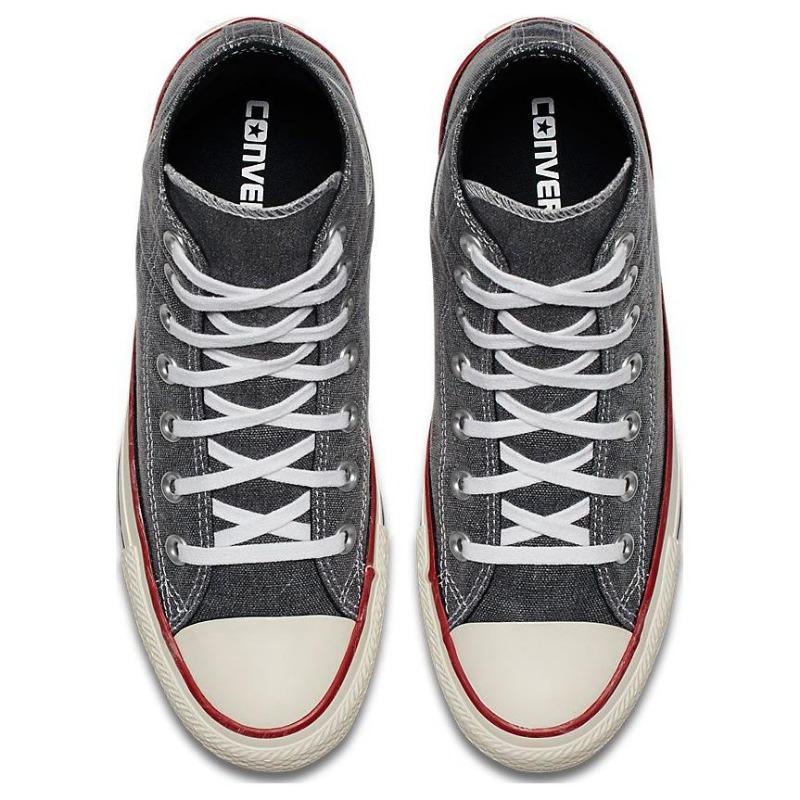 Converse Chuck Taylor All Star Stone Wash Unisex High Canvas Shoes Comfort Versatile Wear-resistant Gray Black 159537C