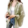 Lezalic Sheer Long Perfect for Air Conditioning Sun Loose Solid Color Mint Women's Shirt, See-Through, Lightweight, Sleeves, Layering, Protection,