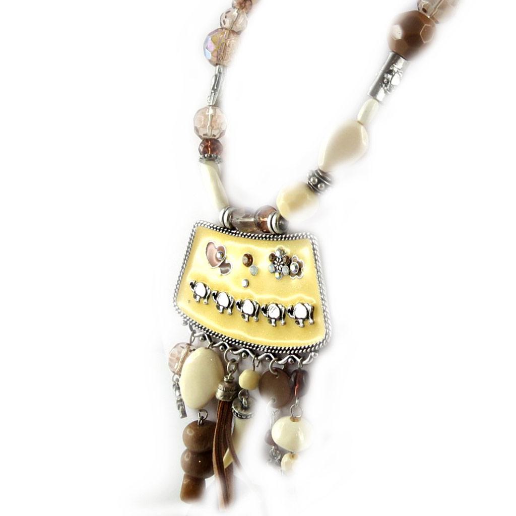 Les Trésors De Lily [E0659] — Дизайнерское колье «Мимозы» бежевого цвета