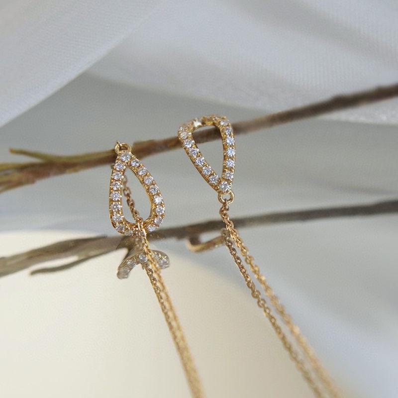 Корейские серьги-кисточки с бриллиантами в форме капли воды - простые, длинные застежки для ушей для женщин