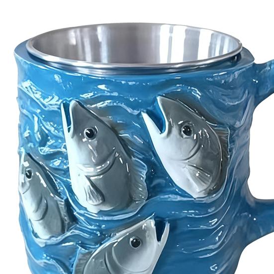 Кружка на тему рыбалки с ручкой в виде удилища Креативный дизайн рыболовного удилища Чашка для чая и кофе Универсальная посуда Подарок для рыбаков, папы, рыболова