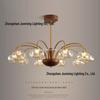 American Retro Walnut and Glass Chandelier for Living Room