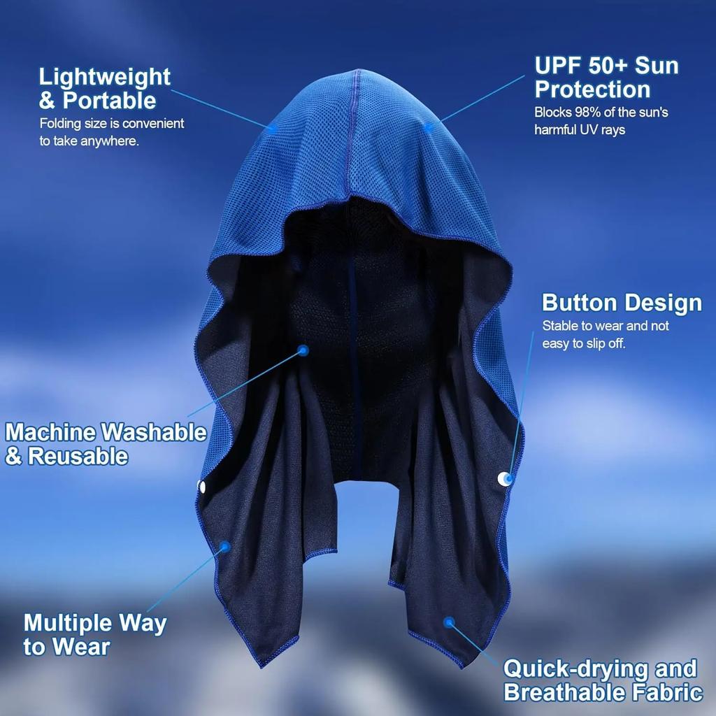 Летнее охлаждающее худи-полотенце, впитывающее пот, прохладное, с защитой от УФ-лучей, для велоспорта, мягкий шарф с ощущением холода, быстросохнущий, для фитнеса, походов, рыбалки