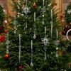 10 Pcs Crystal Snowflake Icicle Ornaments Clear Acrylic Christmas Ornaments for Christmas Tree Winter New Year Party Decor