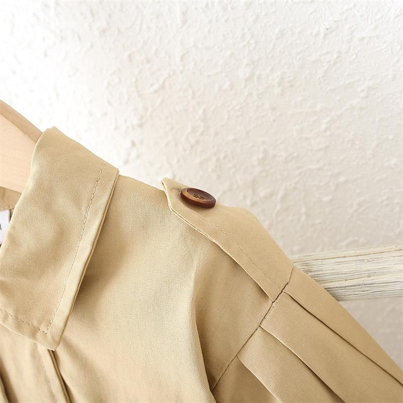 Trench Coat England Style Jacket Girls Baby Fashion Cute Turndown Collar Kids Long Windbreaker Casual Outer Clothing 1-4 Years