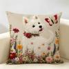 D Cute Dog West Highland Terrier Flowers Cushion Cover Natural Linen Organic Fabric DoubleSided Room Sofa Decor Pillow Case