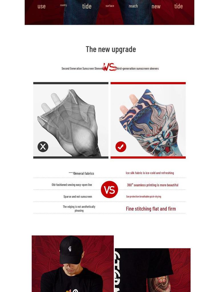 Мужские солнцезащитные рукава из ледяного шелка: Вождение, Велоспорт, Защита татуировок