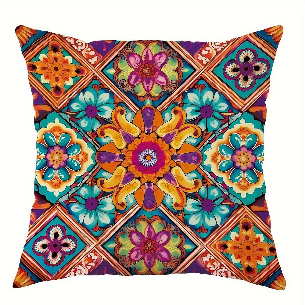Красочная наволочка с цветочным узором, наволочка для диванной подушки для спальни, односторонняя печать, без наполнителя