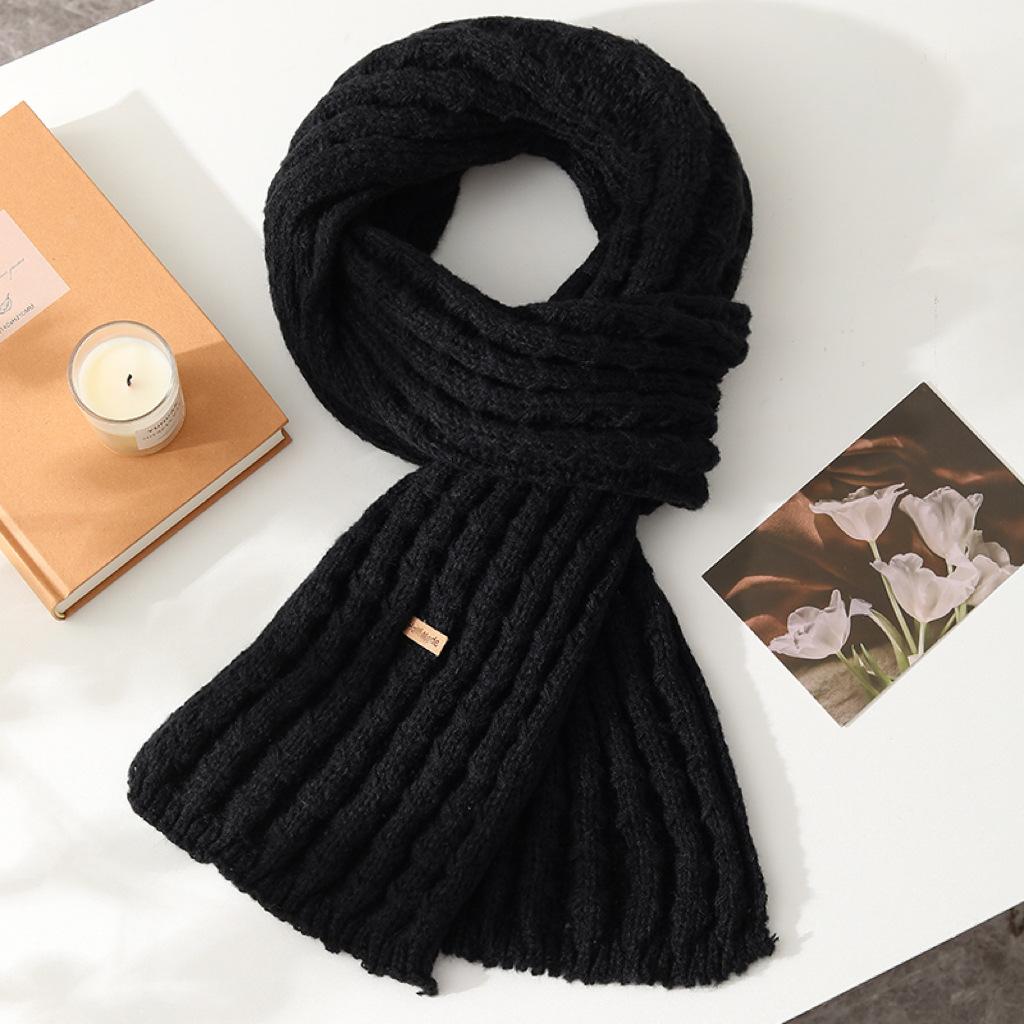 172x20cm Winter Scarf, Solid Color Thick Knitted Wool Scarf for Women, Warm Fleece Neck Warmer Snood