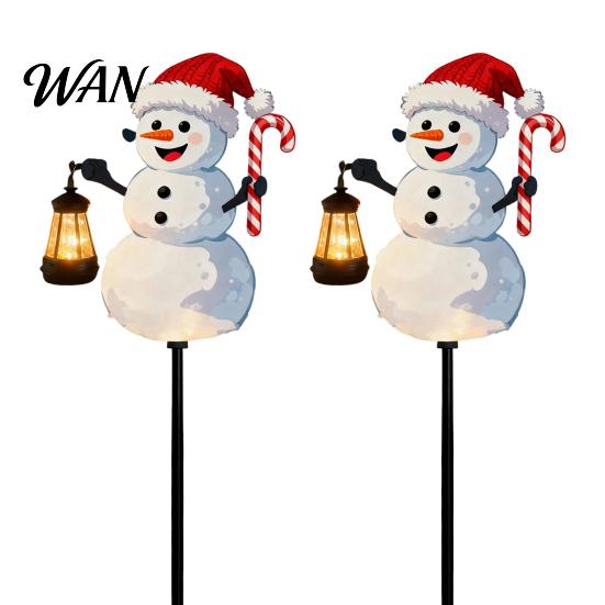Christmas Decoration for Porch 1/2Pcs Holding Lantern Santa Stake Light, Snowman Solar Lamp with Outdoor Decorative Light Stake, Garden Yard