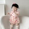 Summer 2025 Strawberry Print Baby Romper - One-Year-Old Girl's Triangle Crawling Onesie