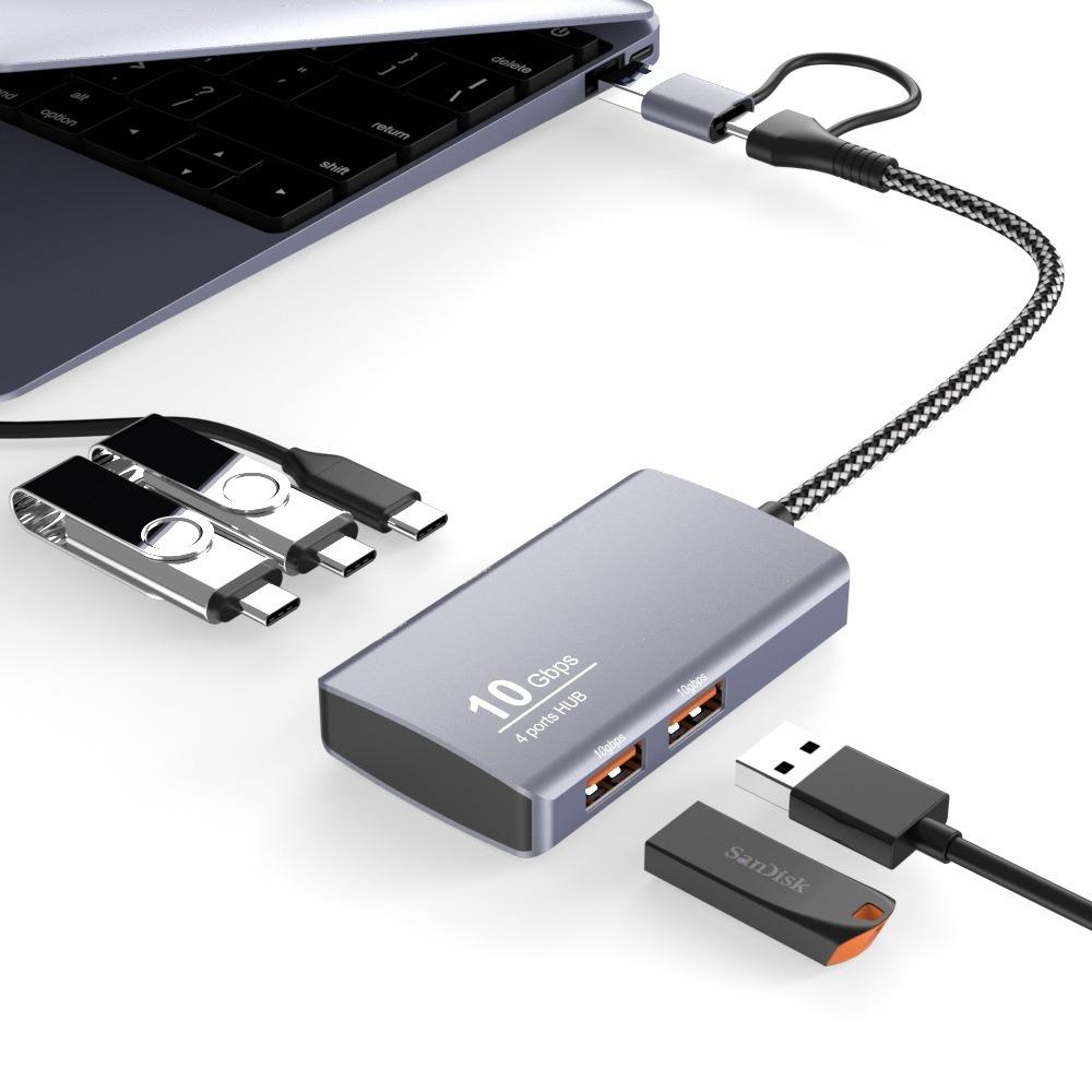 10G USB3.2 Gen2 Type-C Хаб 5-в-1 Высокоскоростная Док-станция для Ноутбука ПК