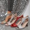 Темные босоножки для женщин Сексуальные тонкие туфли на высоком каблуке для вечеринок Женская обувь на высоком каблуке Модная обувь на толстом каблуке Широкие туфли для душа для женщин