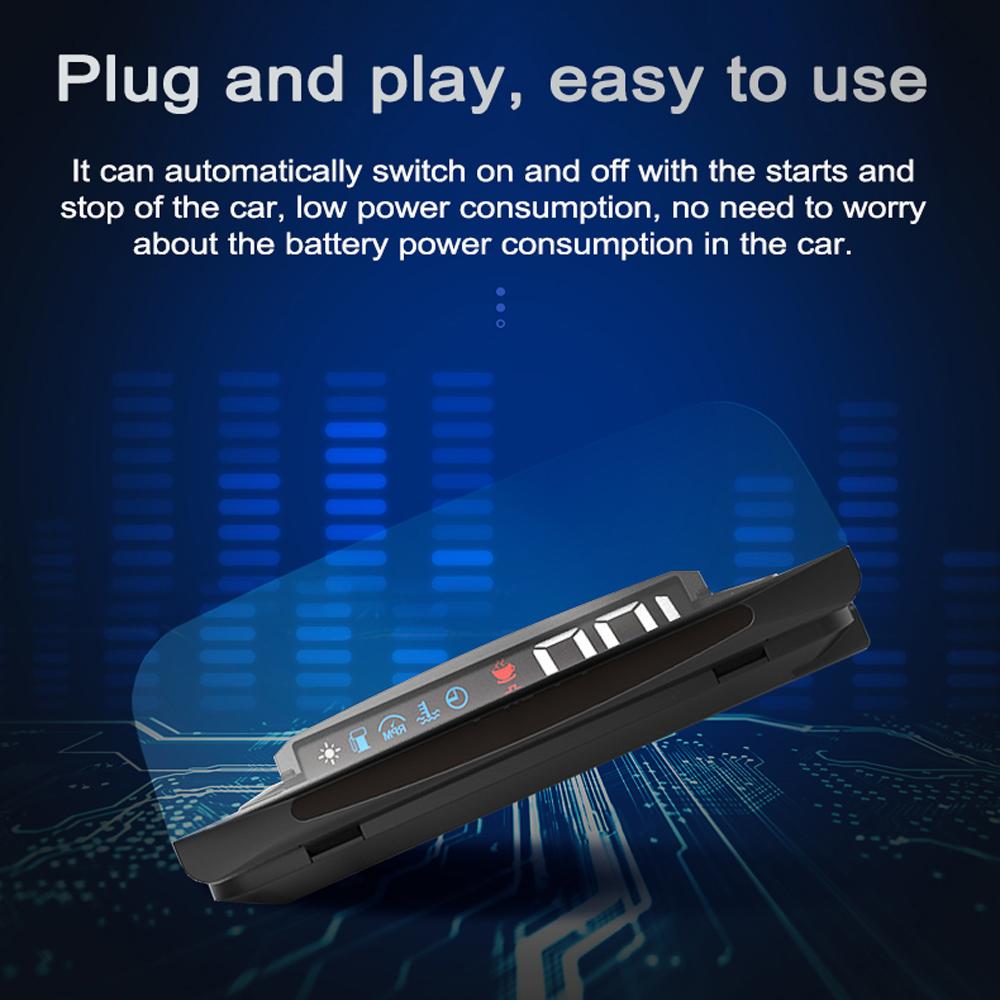 Автомобильный HUD-проектор со светодиодным спидометром и скоростью/временем/температурой воды/об/мин/топливом