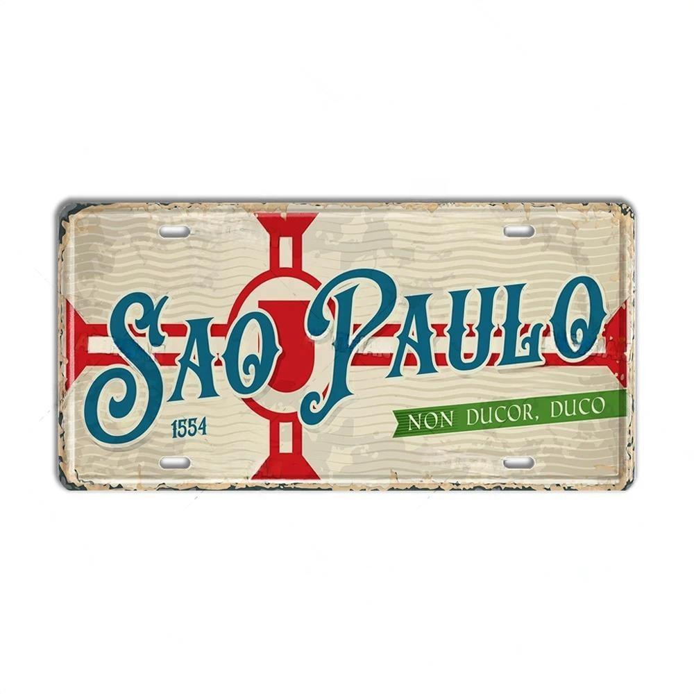 Vintage BRAZIL Landmark License Plate Rio De Janeiro Metal Sign City State Decorative Car Plate Bar Pub Garage Club Wall Decor