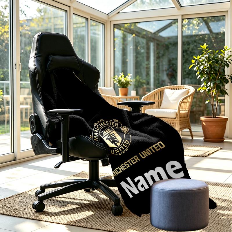 Custom Name Personalized Manchester Football F.C Print Blankets, Home Decor, Bedroom, Sofa, Camping, Couch, Gifts for Birthday Christmas