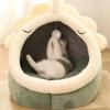 Дом-кровать для кошек с водонепроницаемым ковриком, складной домик-гнездо с полной оберткой для кошек, щенков, теплая флисовая подушка, палатка для домашних животных, уютная пещера в помещении