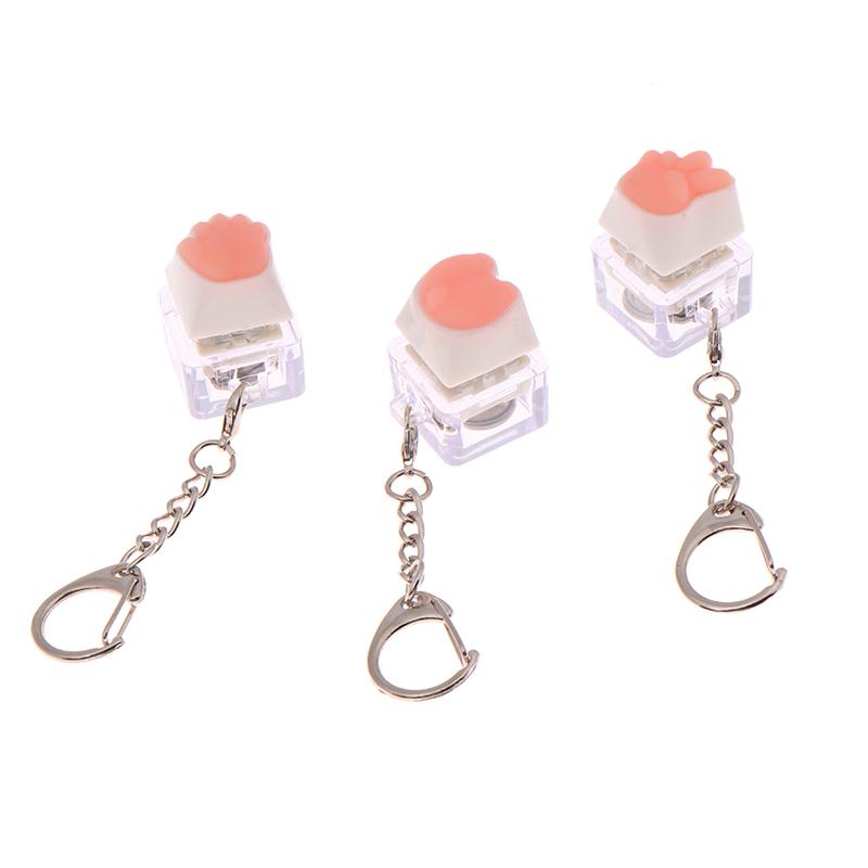 Creative Pink Cat Claw Keycap Mechanical Keyboard Keychain Led Keyboard Keyring Cute Girly Bag Pendant Relief Stress Toys