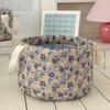 Durable Fabric Storage Basket Foldable Portable Storage Bin Floral Print Decorative Home Organizer Bin Organization