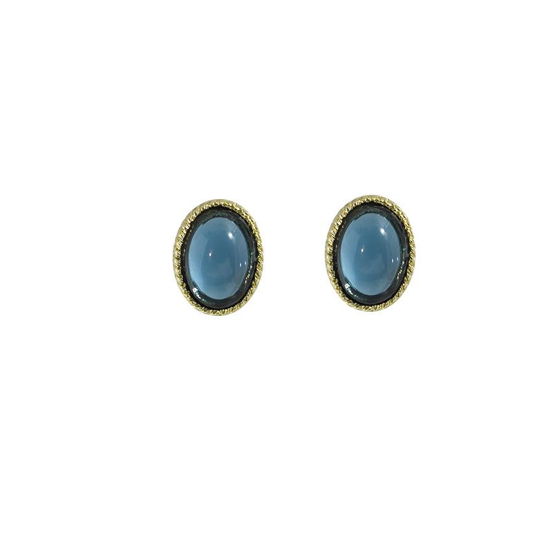 French Colored Gemstone Earrings, Medieval Light Luxury Temperament Glass Stud Earrings, Wind Earrings.