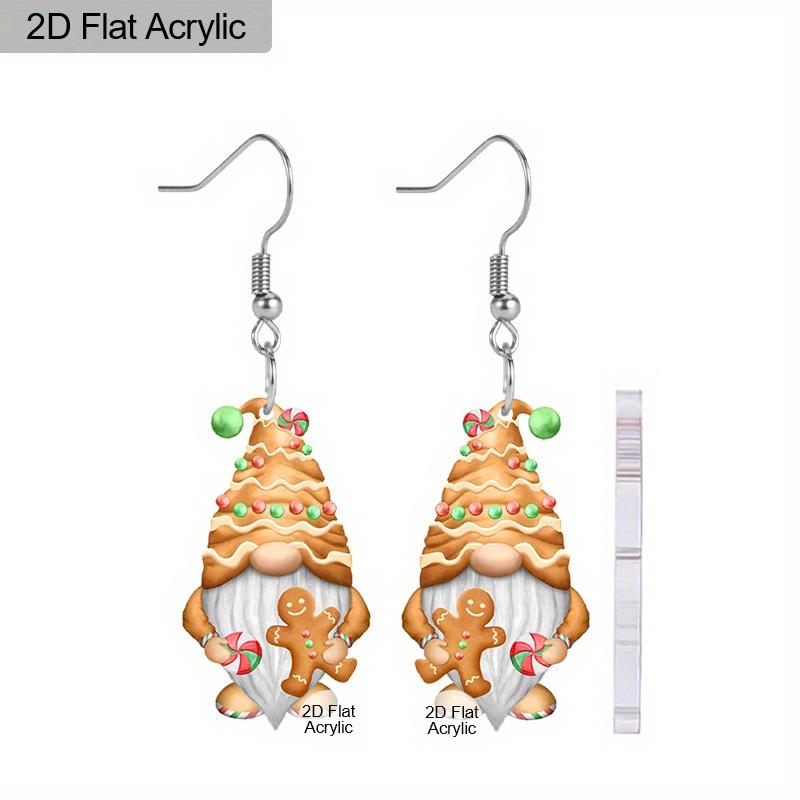 Плоские рождественские серьги 2D, серьги на рождественскую тематику, акриловые серьги-подвески в виде Санта-Клауса/пряничного человечка, рождественские праздничные серьги для женщин.