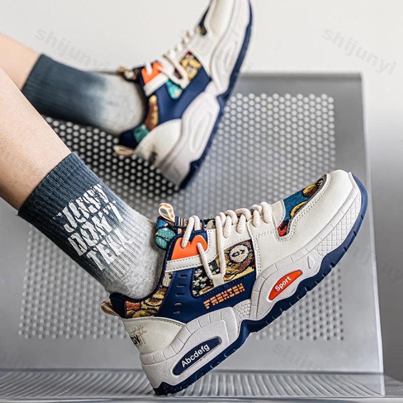 Модные кроссовки на платформе Весна Осень Мужские увеличивающие рост Дышащие Нескользящие Кроссовки Удобная Модная Шнуровка Повседневная Обувь