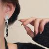 Ретро Китайский Стиль Инкрустация Циркон Серебристый Цвет Веер Черная Капля Воды Длинная Кисточка Подвесные Серьги для Женщин Бижутерия для Темперамента
