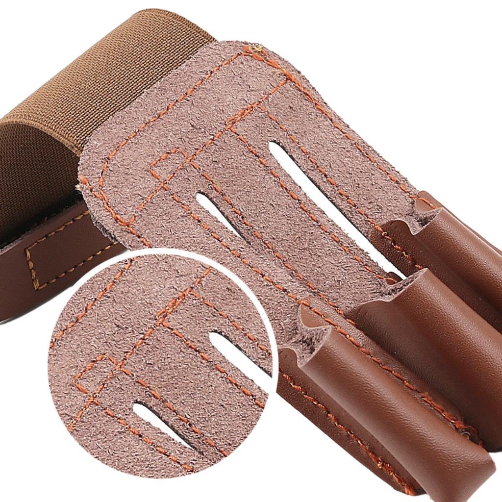Adjustable Archery Three Finger Gloves Recurve Bow Protective Gloves Cowhide Leather Gloves Sleeve Finger Guard For Shooting
