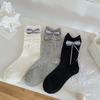 Female Spring and Autumn Sweet Lace Lattice Bow Pleated Curled Edge Ballet Wind Drum Pile Socks