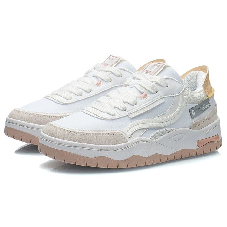 Li Ning CF Slip Resistant Durable Low Top Skate Shoes Women Sneakers White AGCR300-3