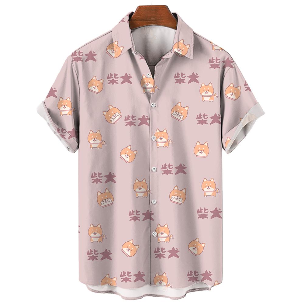 Повседневная гавайская рубашка мужская японская рубашка с 3D-узором Bushido мужские рубашки мультяшные животные кошка 3D-печать мужская рубашка мужская одежда