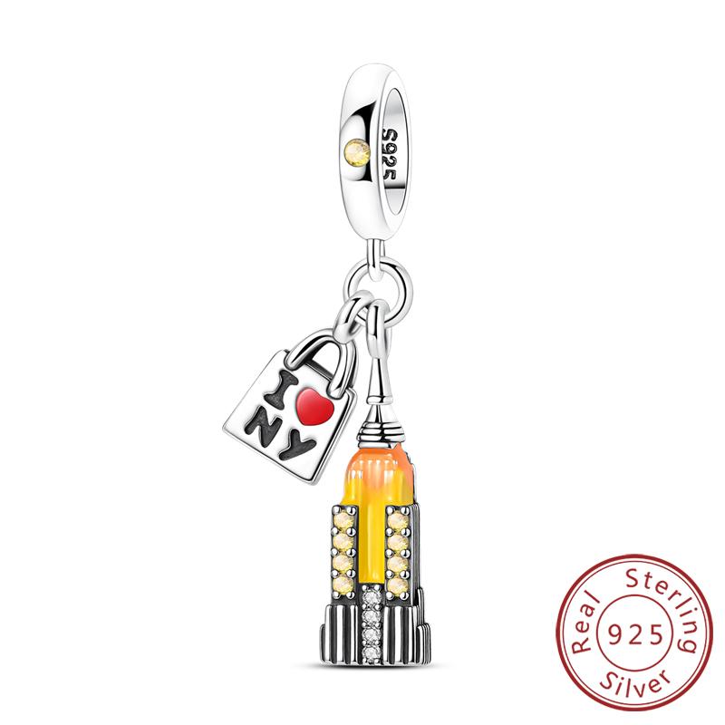 Оригинальные медные шармы-бусины Париж Эйфелева башня Церковь Подвеска Подходит для браслета Бангла Подвеска Женские DIY Ювелирные изделия Подарок