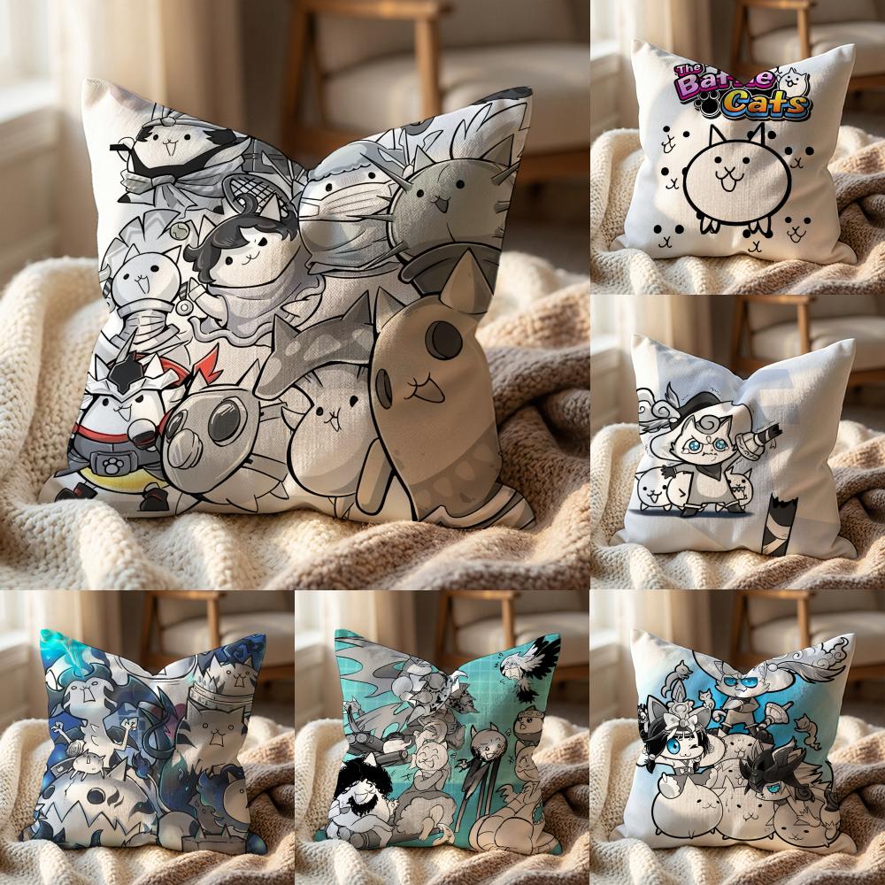 Чехол на подушку B-Battle Cats для разных помещений и автомобиля - Двусторонний, Мягкий и Прочный для Ежедневного Использования