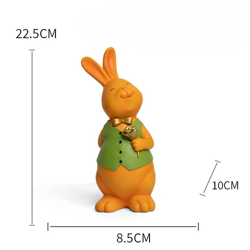 Creative Design Couple Bunny Ornaments Home Tabletop Living Room Resin Craft Decoration Valentines Day Wedding Gift