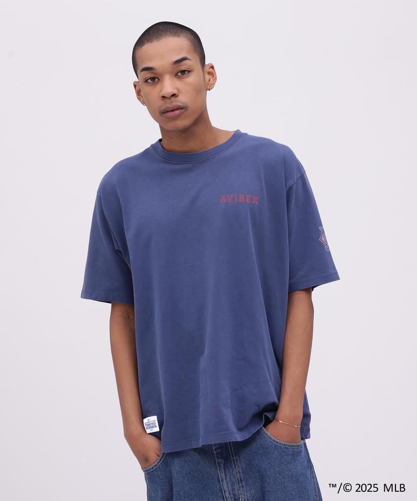 Мужская футболка Avirex MLB Tokyo Series Cubs, с коротким рукавом, размер XL (120), Темно-синий, 783-5134059
