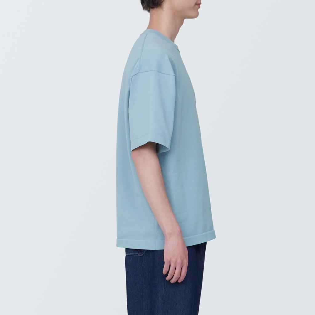 MUJI Мужская футболка с защитой от ультрафиолета, круглый вырез, короткий рукав, трикотажная футболка, мужская AA0QBA4S, светло-голубая, мужская XL