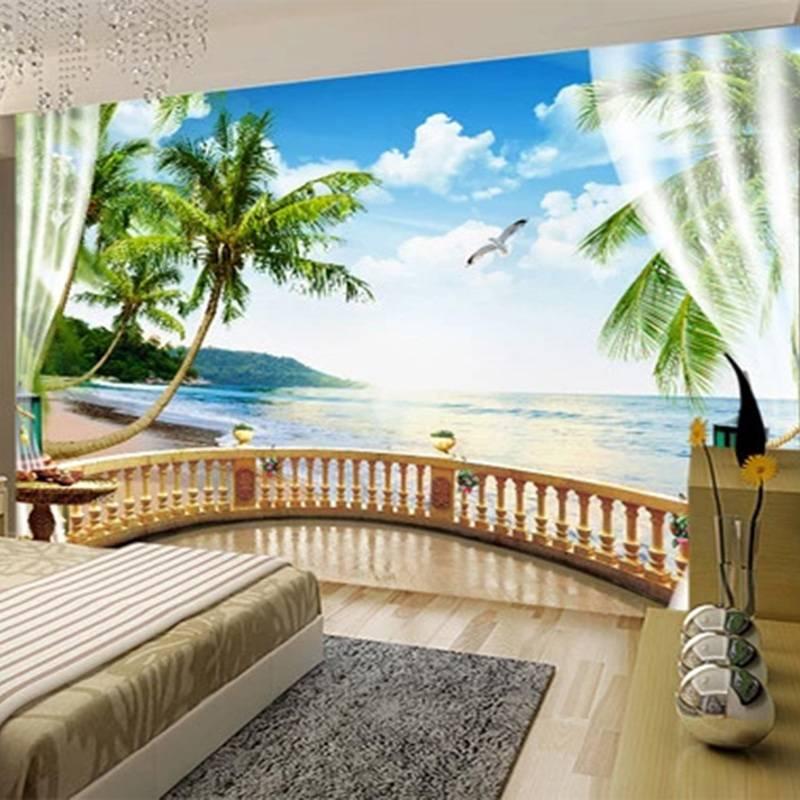Обои 3D морской пейзаж балкон фрески Гостиная ТВ Столовая Водонепроницаемый домашний декор 3D наклейки на стену