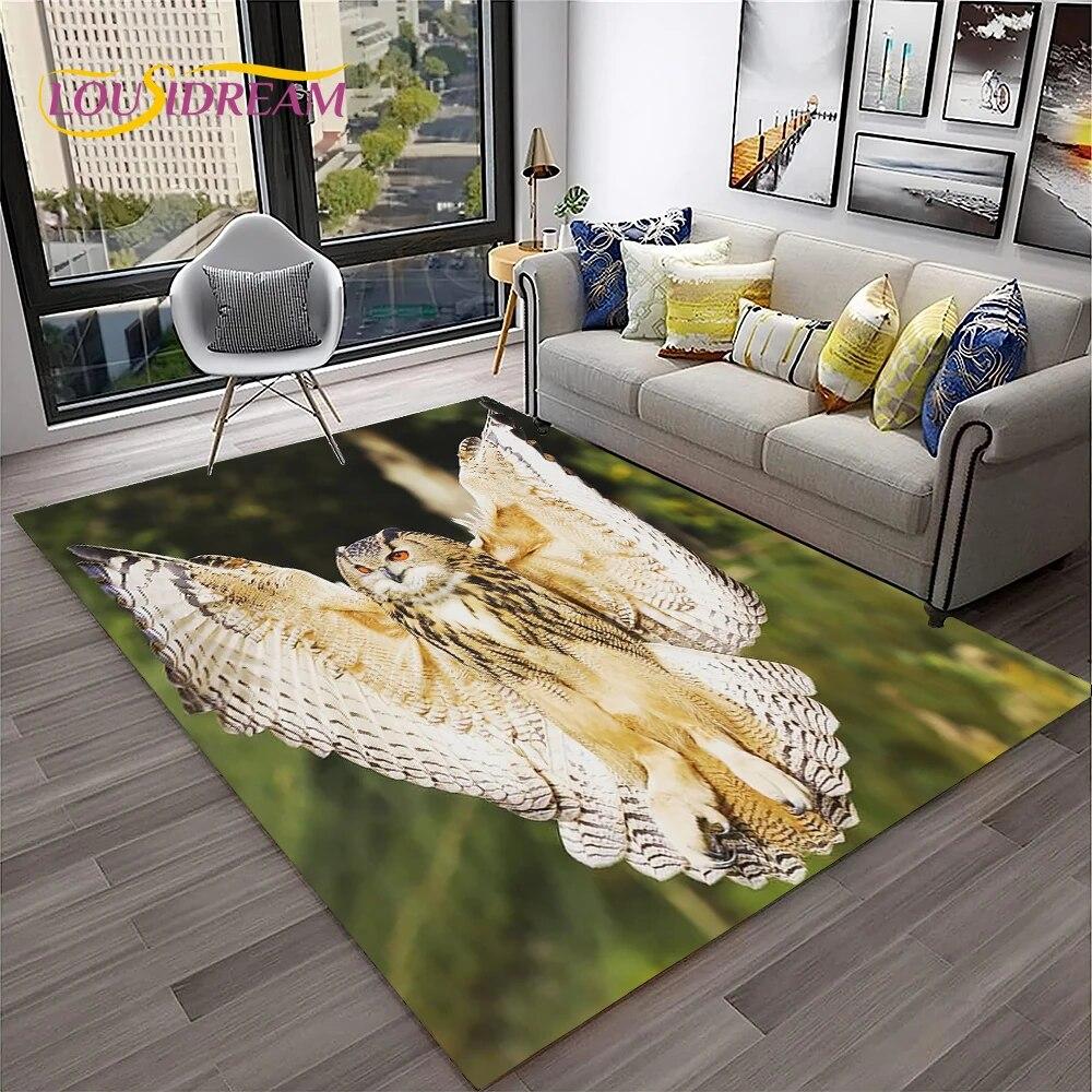 3D Cartoon Cute Owl Series Carpet Rug for Home Living Room Bedroom Sofa Kitchen Doormat Decor,Child Area Rug Non-slip Floor Mat