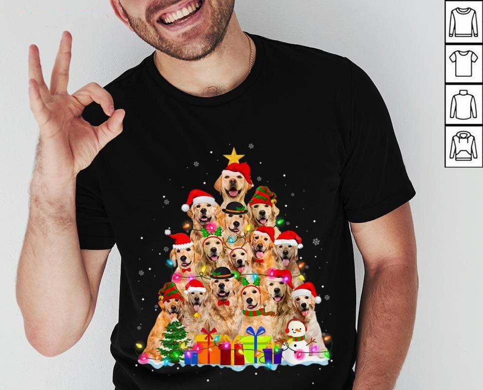 Hot Christmas Golden Retrievers Tree Xmas Gift Dog Lover Shirt 1C119