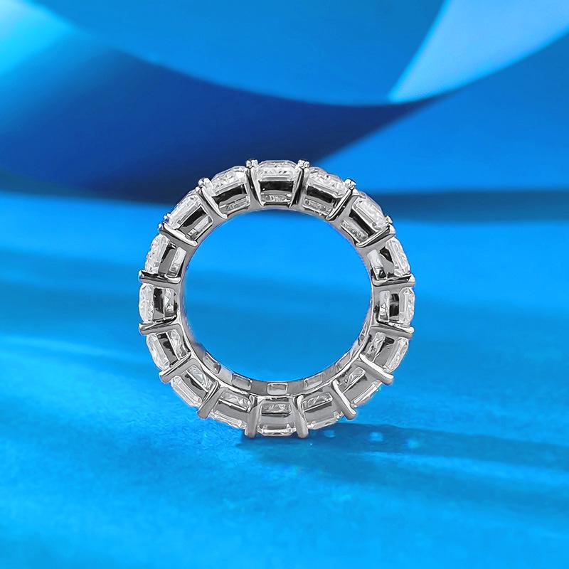 Xiancan Jewelry Серебряное кольцо S925 с имитацией изумруда в стиле «Вечность» - Европейский и американский стиль светской львицы