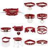 Punk Goth Red Pu Leather Choker Collar Sexy Spike Neck Strap Clavicle Necklaces For Women Men Jewelry Gothic Accessories