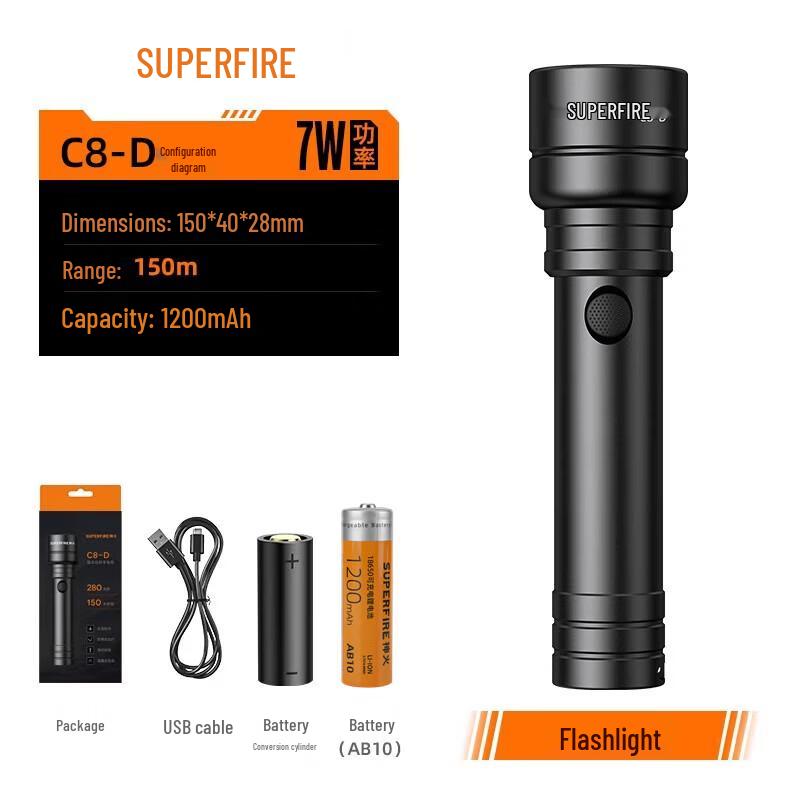 Supfire C8 Series High-Power LED Tactical Flashlight