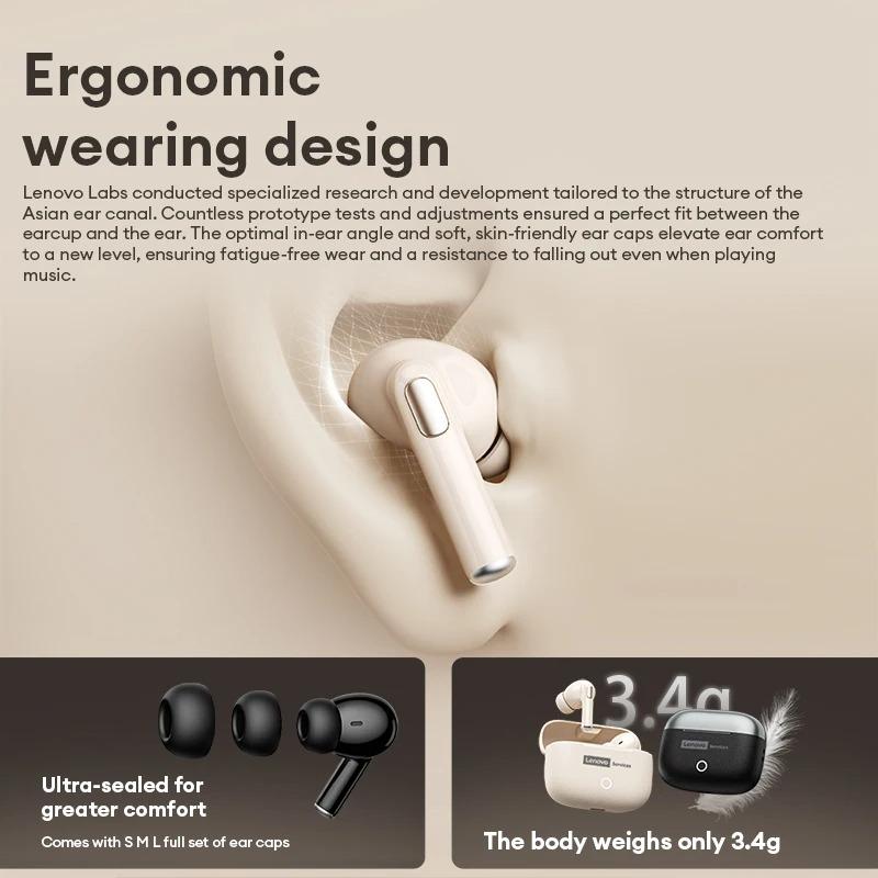 НОВЫЕ беспроводные Bluetooth-наушники Lenovo LE221 с Bluetooth 6.0, ENC шумоподавлением, TWS-наушники, 24 часа работы от аккумулятора, наушники с микрофоном