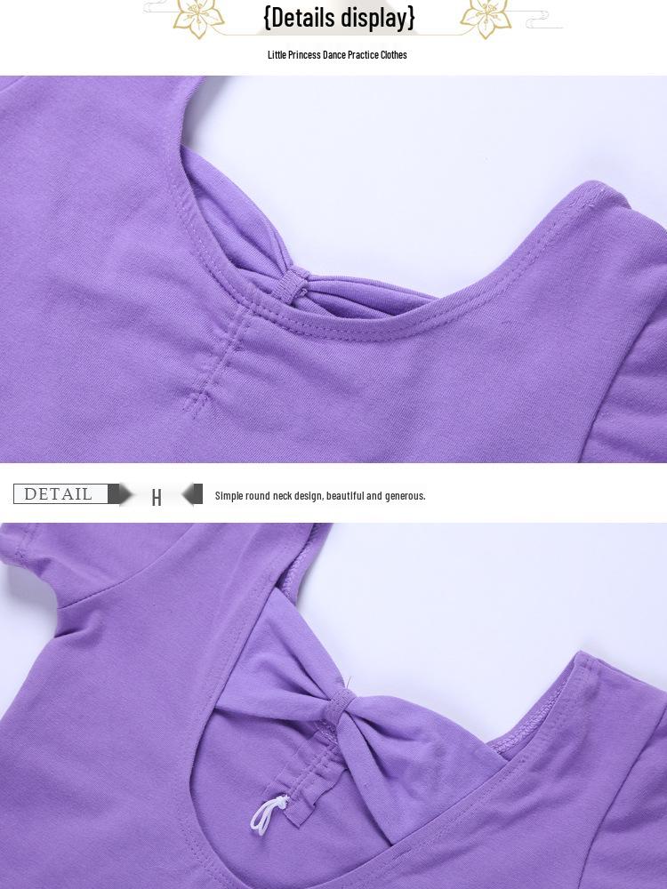 Платье-купальник для балета с открытой спиной и короткими рукавами для девочек