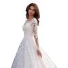 2025 Spring & Summer New Women's Long-sleeved One-shoulder Bridal Wedding Dress with Lace Jacquard for Bride