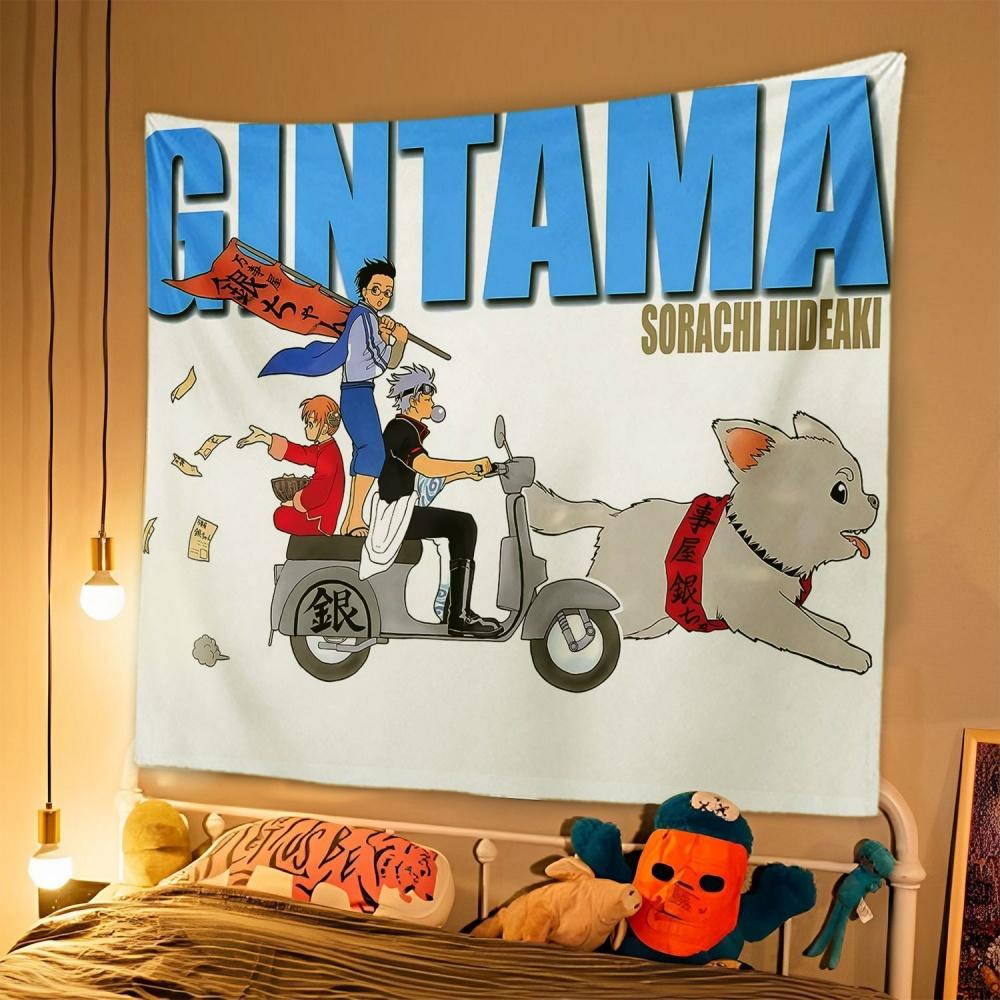 1pc Japanese Anime Tapestry GINTAMA Background Cloth Student Dormitory Bedside Bedroom Decoration Hanging Rental House  Tapestry