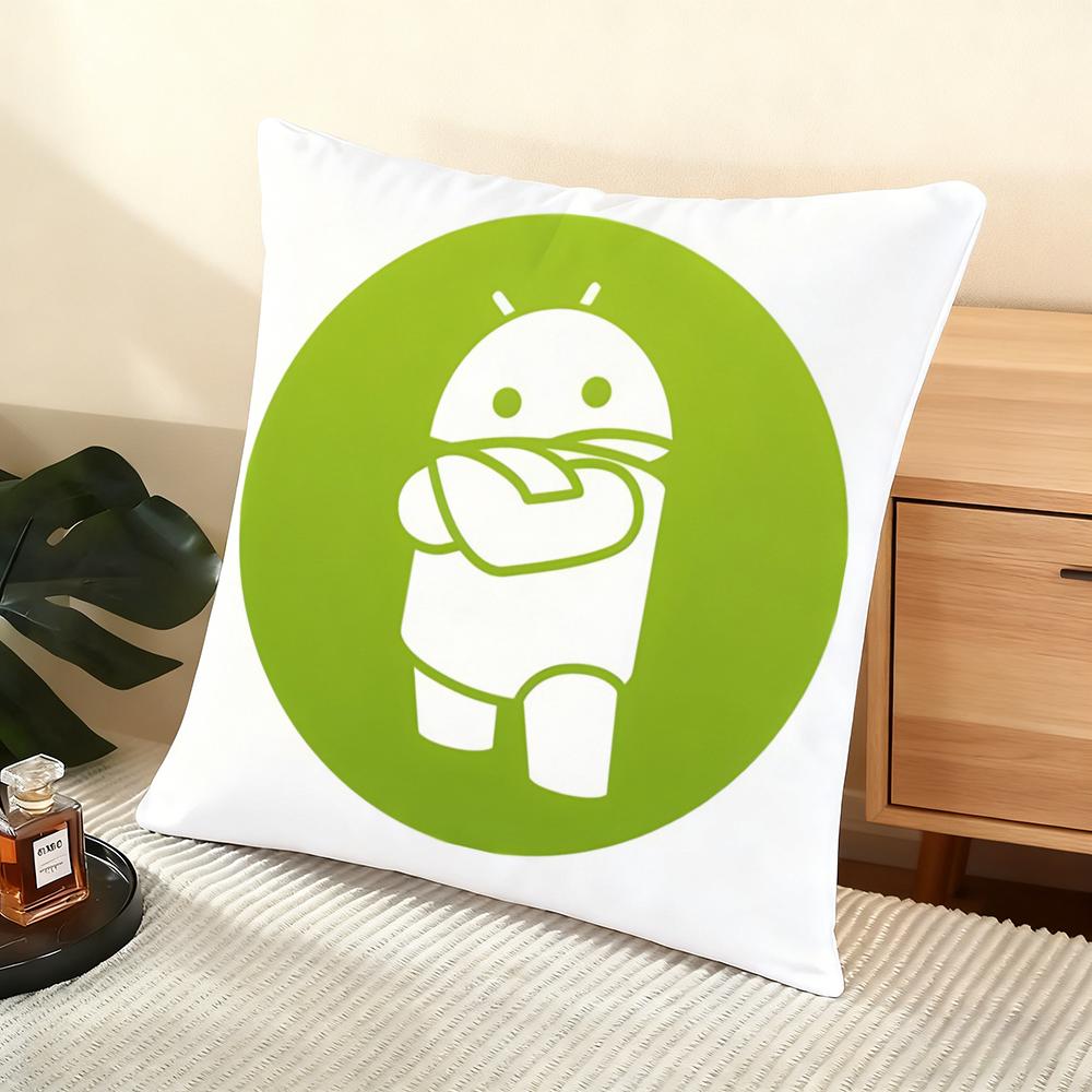 Cool A-Android Cushion Cover Soft Short Plush Pillow Cover Smooth Cozy Texture Aesthetic Cushion Case Home Decor